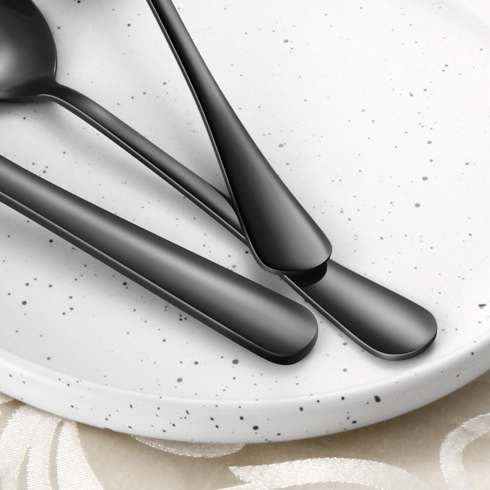 KUIHT dinner spoons in black flatware for soups and meals