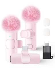 KUKIHO wireless lavalier microphone pink 2-pack for clear on-camera audio.