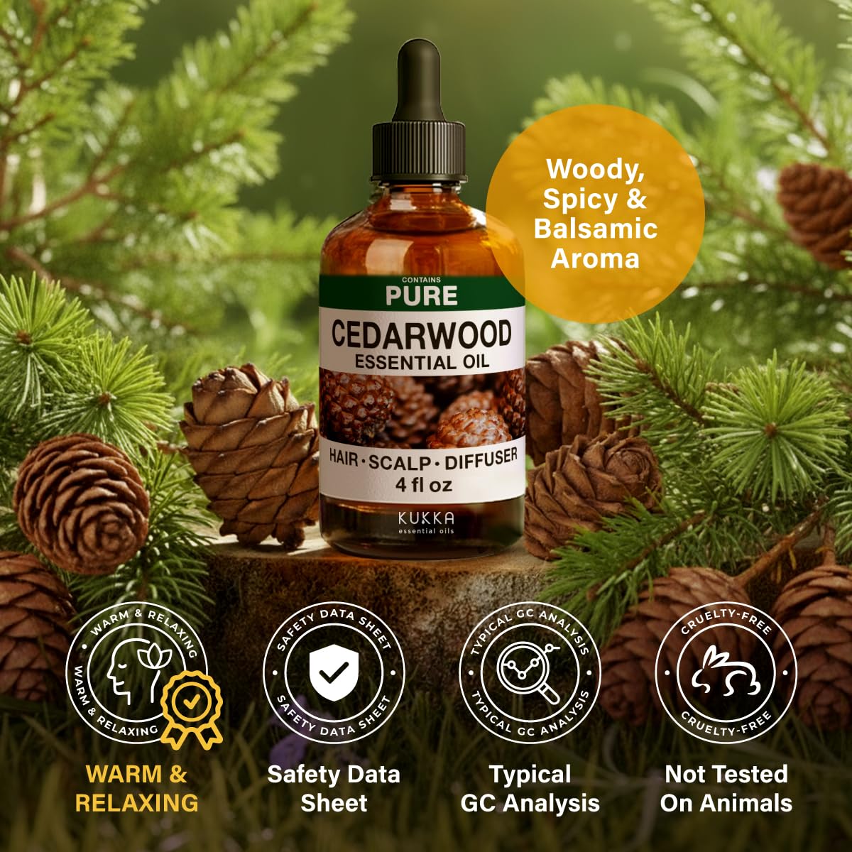 KUKKA Cedarwood skin care oil for soothing, smooth-looking skin