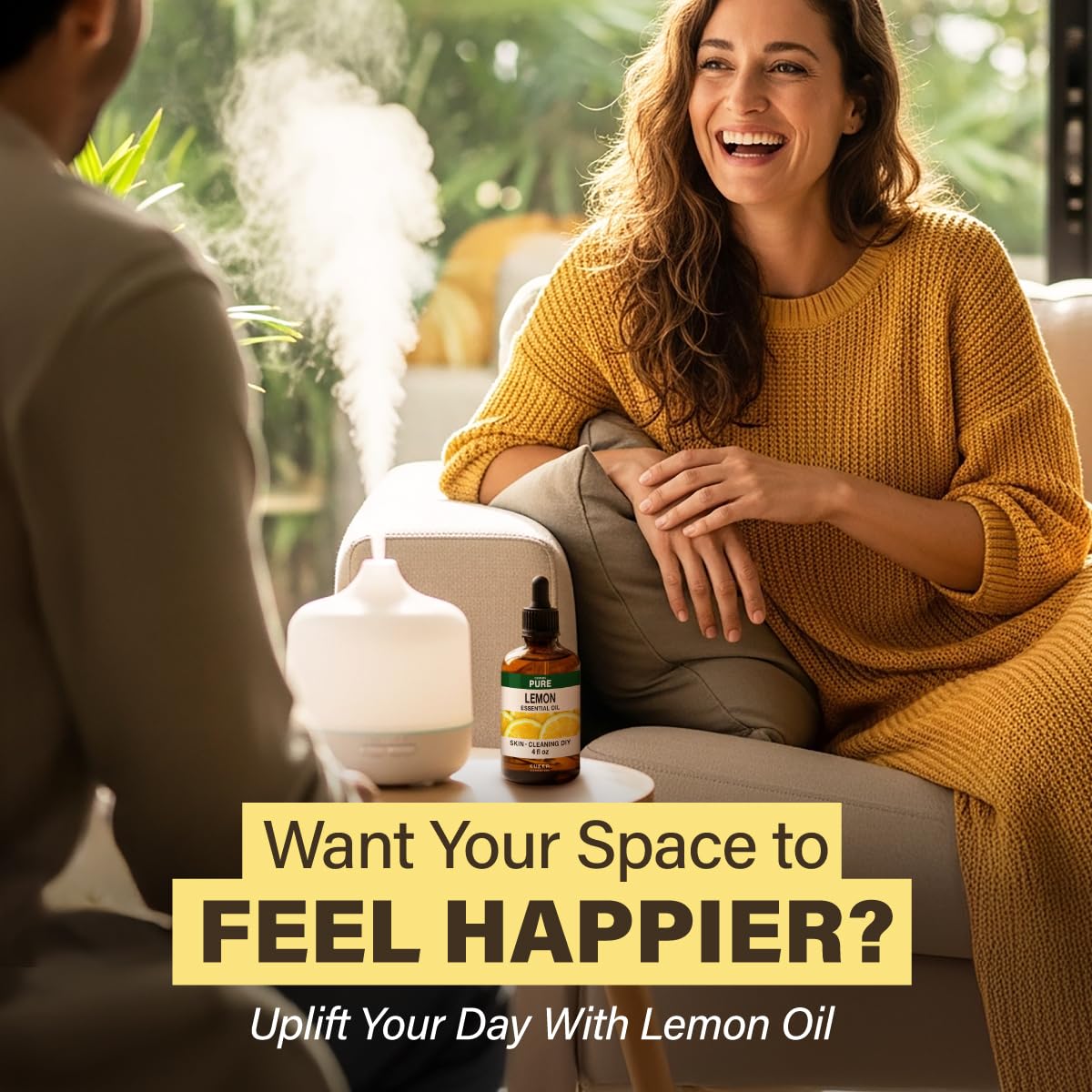 KUKKA Lemon essential oil in a diffuser setup for a refreshing room scent.