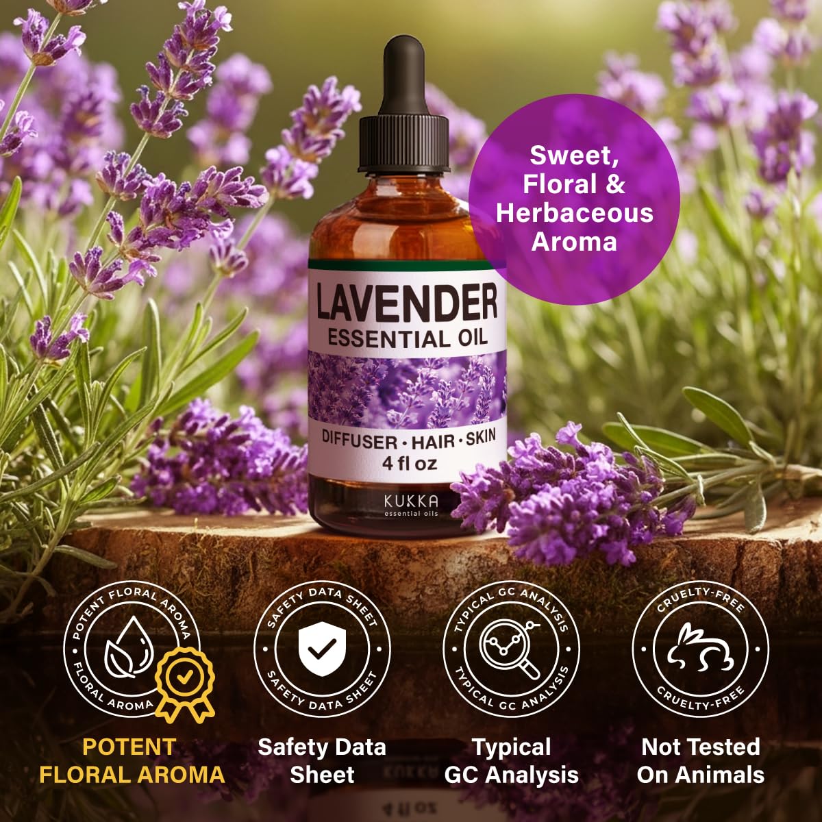 KUKKA Lavender essential oil packaging variants image shows available packaging options.