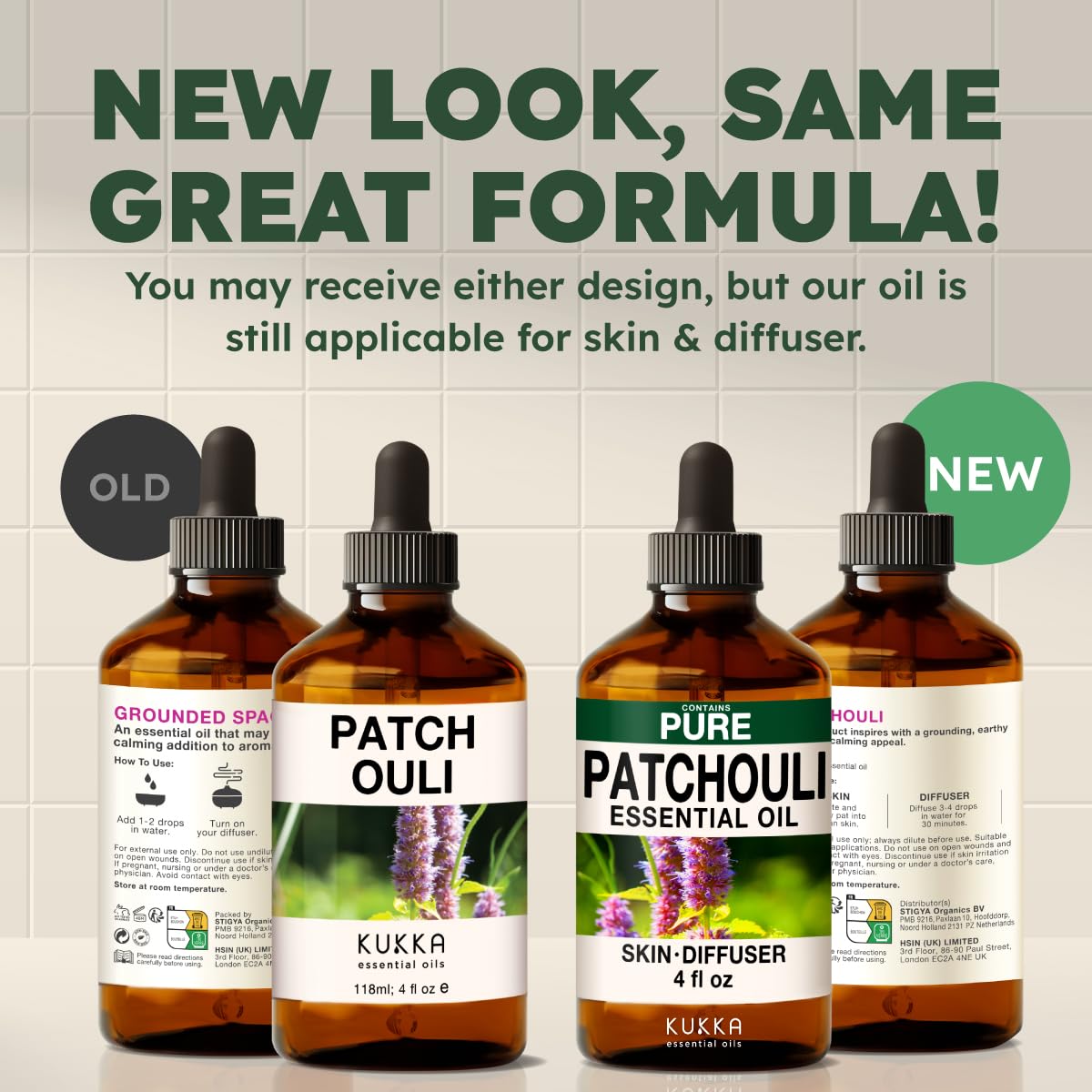 KUKKA Patchouli essential oil bottle in a 4 oz size for aromatherapy