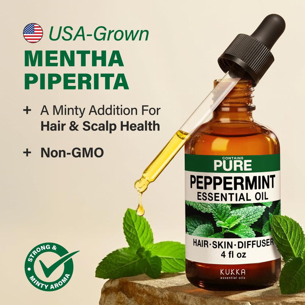 KUKKA peppermint oil for clear-looking skin when diluted.