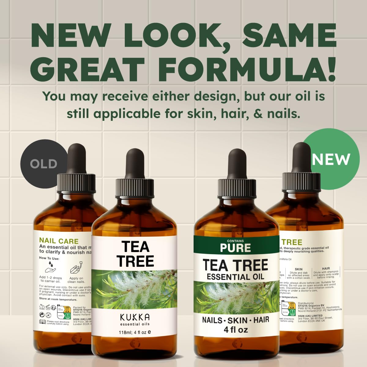 KUKKA Tea Tree Oil packaging variants showing premium oil.