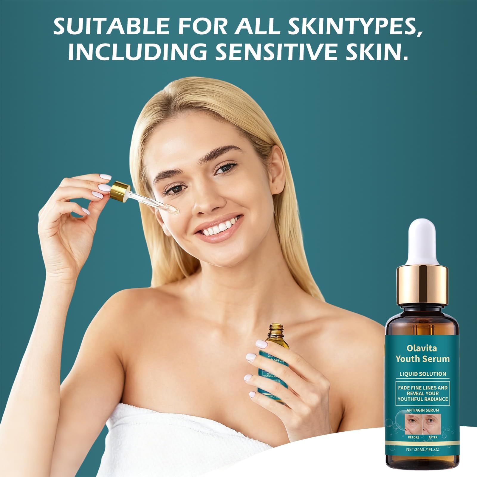 KUKSY Olavita serum drop close-up highlights intense hydration benefits.