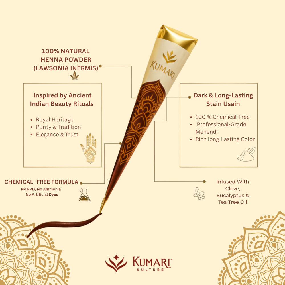 Kumari Kulture mehndi-art cone with precision tip for detailed designs
