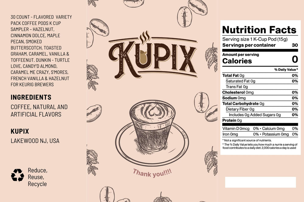 Kupix Hazelnut coffee pods with nutty aroma and single-serve convenience