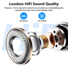Kurdene earbuds with 8mm driver detail delivering deep bass.
