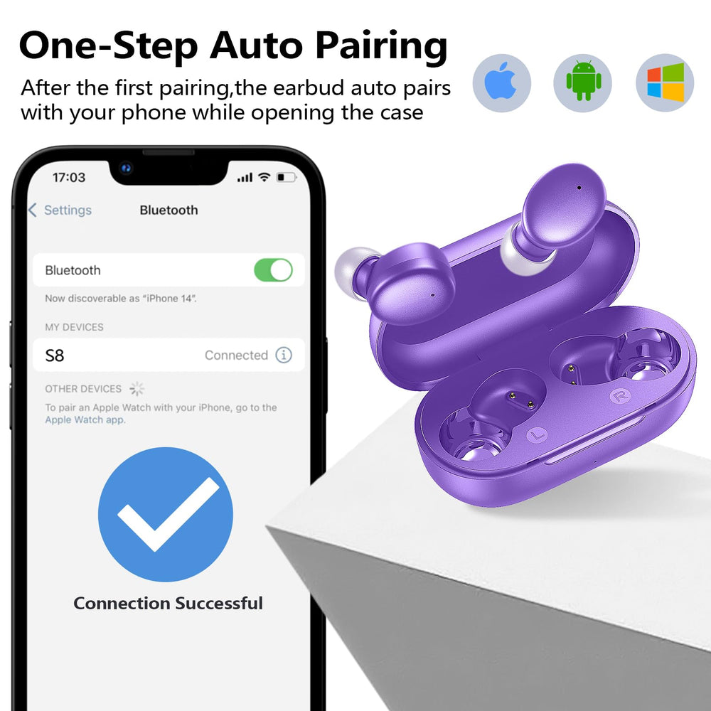 Kurdene purple in-ear earbuds showcasing compact comfort for workouts