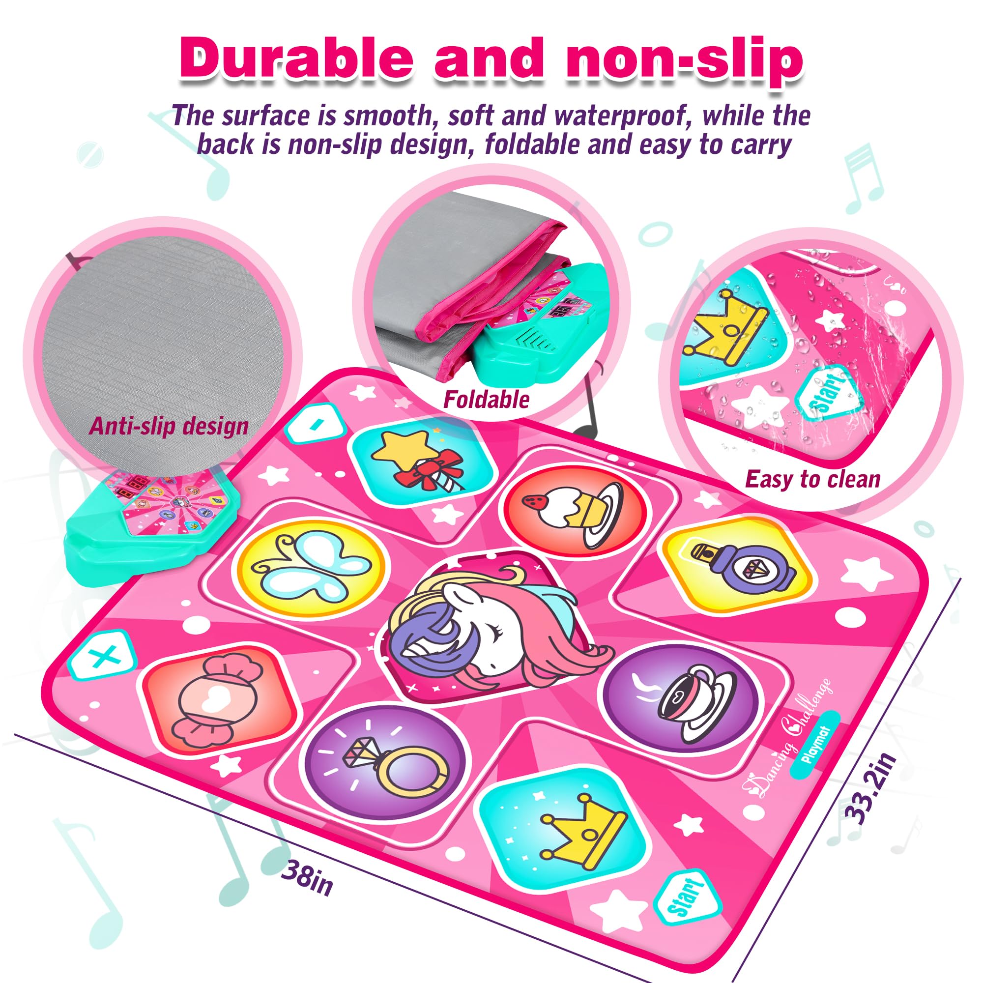 Kusntin Unicorn Dance Mat features 5 game modes for variety