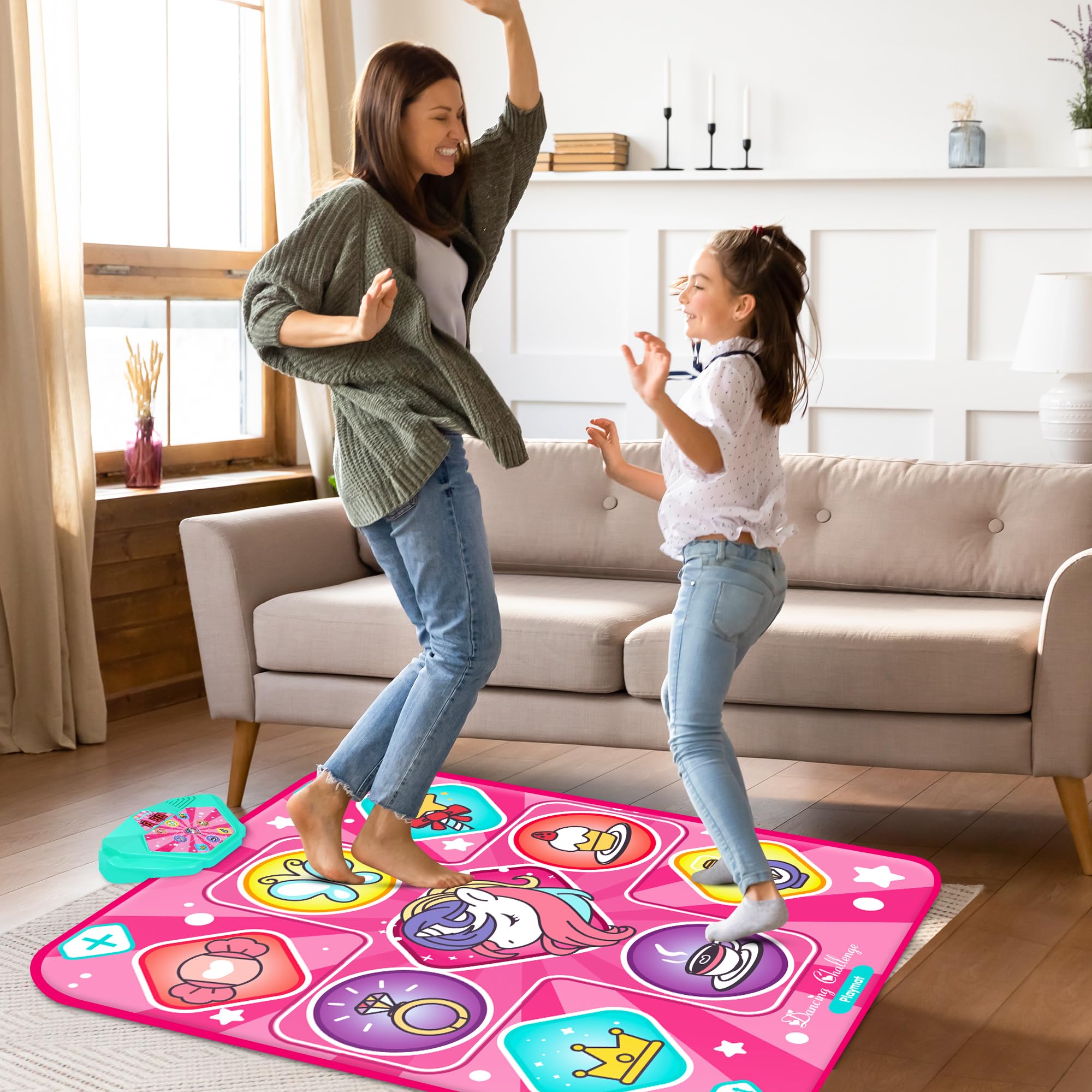 Kusntin Unicorn Dance Mat pink LED lights energize upbeat sessions
