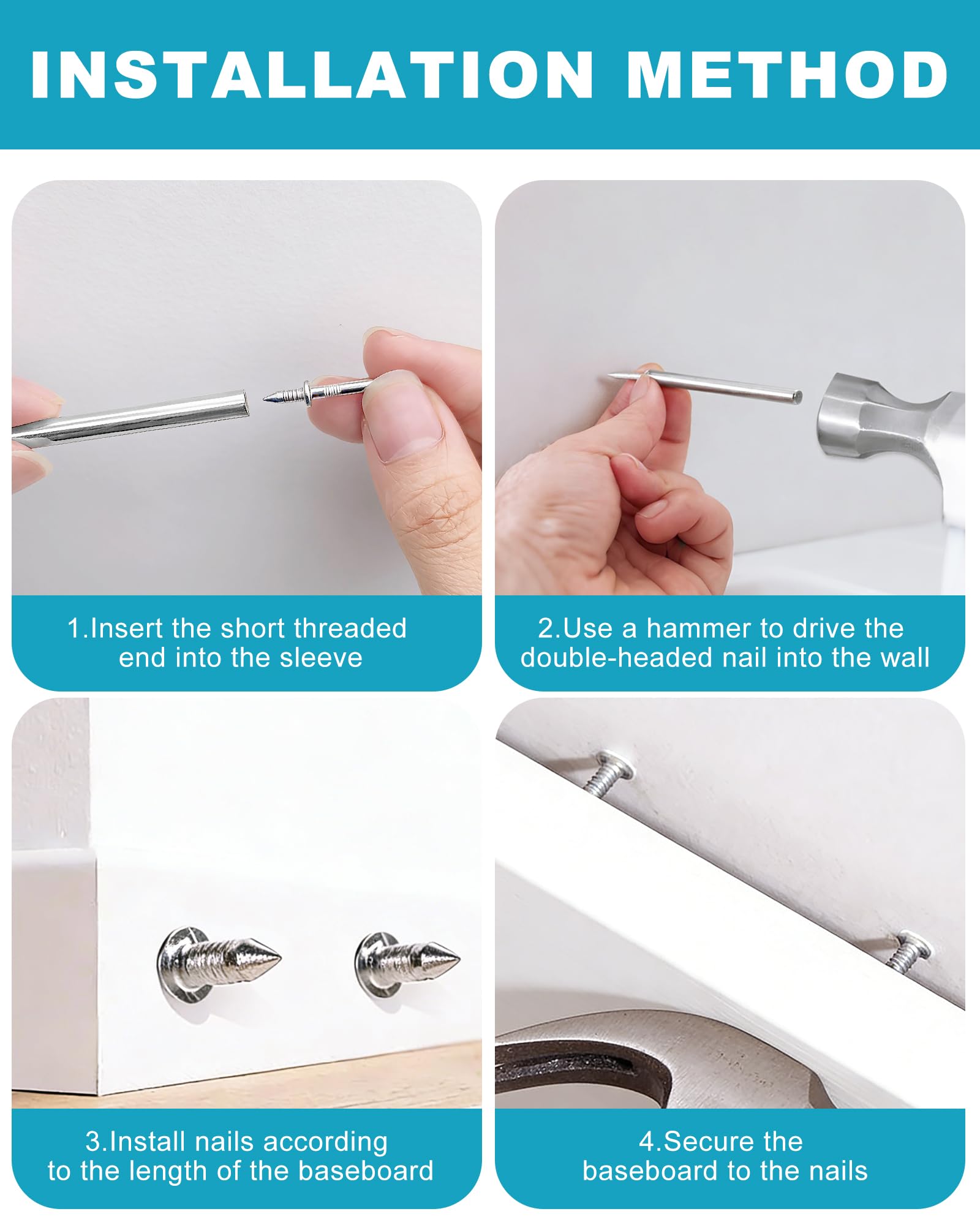 Kuugude invisible seam nails installed, concealing fasteners for clean skirting joints.