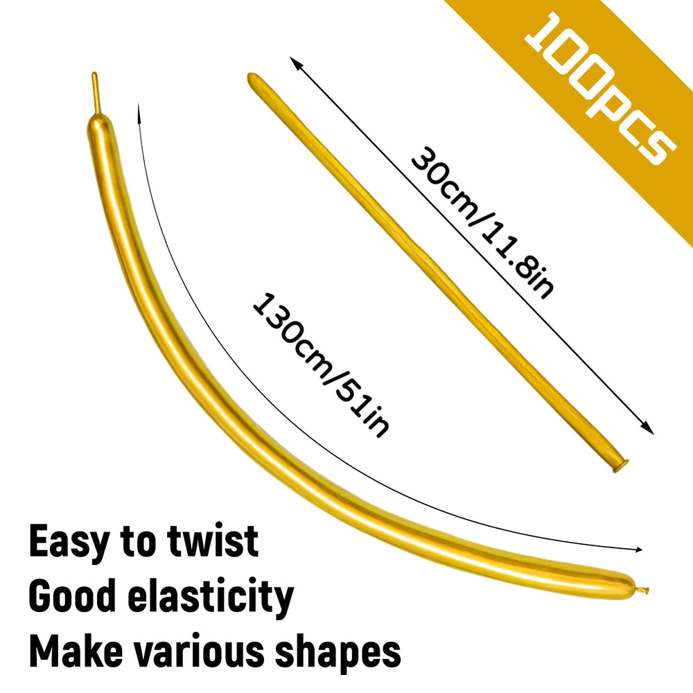 KUULBELA metallic gold twist balloons for balloon animals and designs