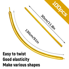 KUULBELA metallic gold twist balloons for balloon animals and designs