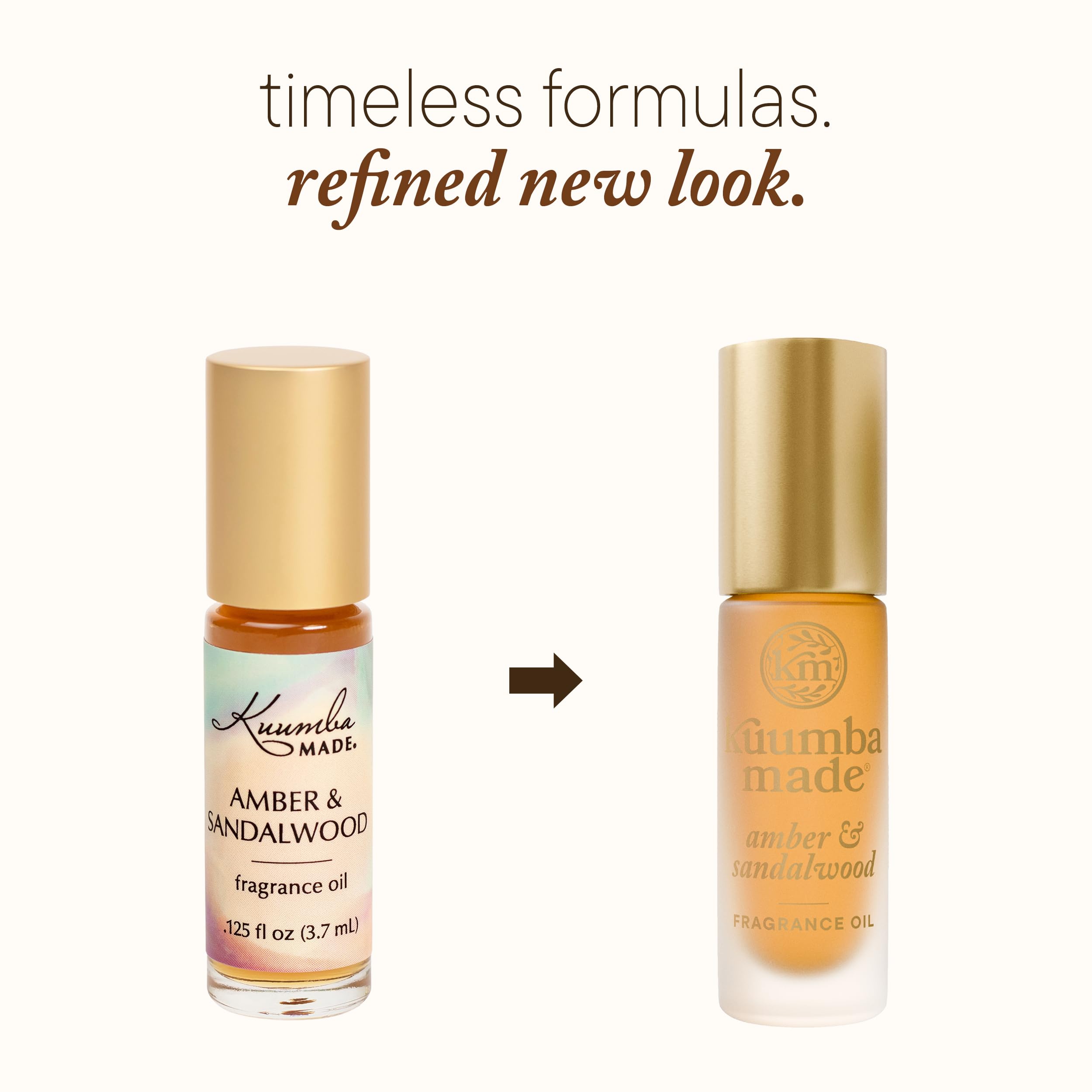 Kuumba Made Amber & Sandalwood rollerball application on wrist for easy wear.