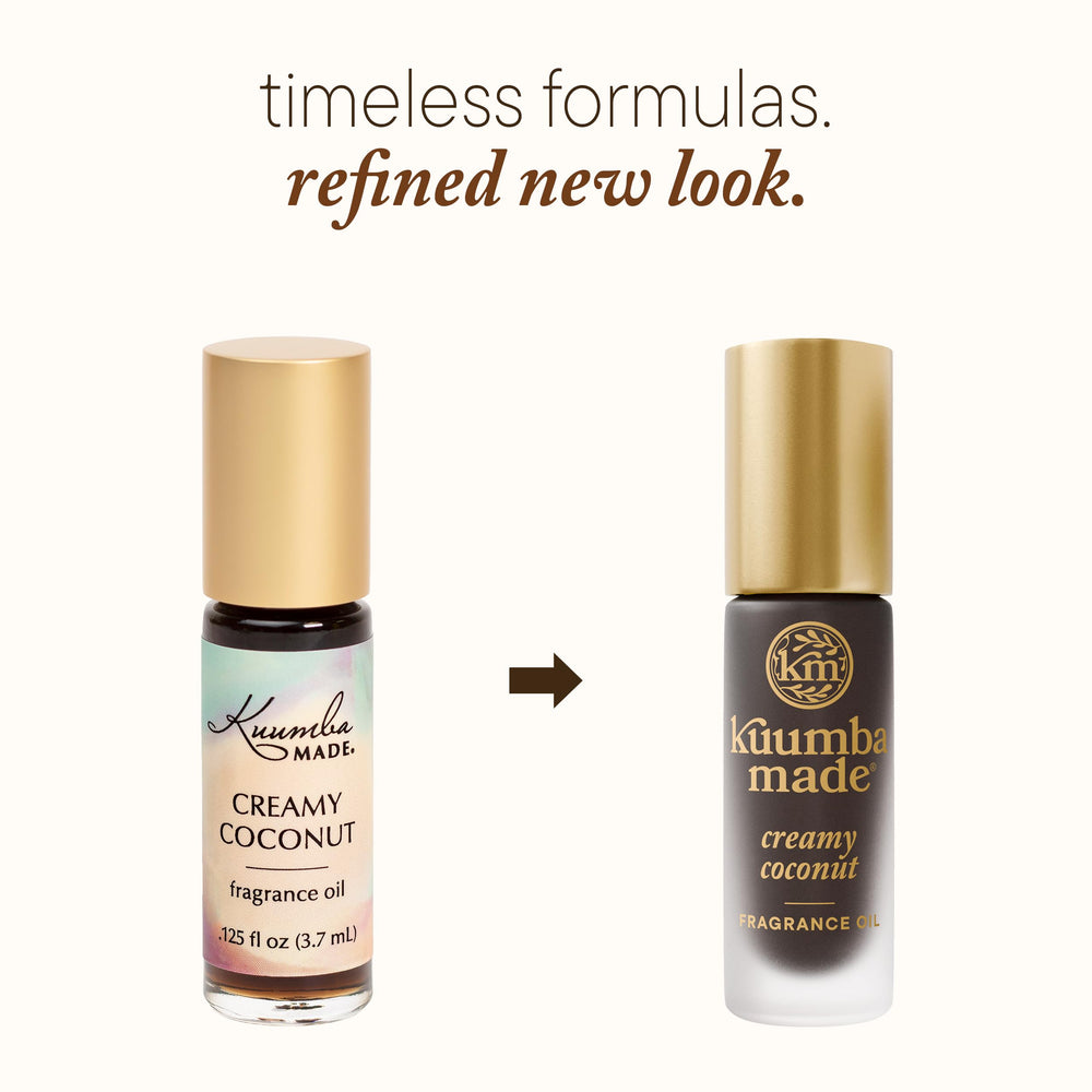 Kuumba Made Creamy Coconut fragrance oil roller enables easy on-the-go touch-ups.