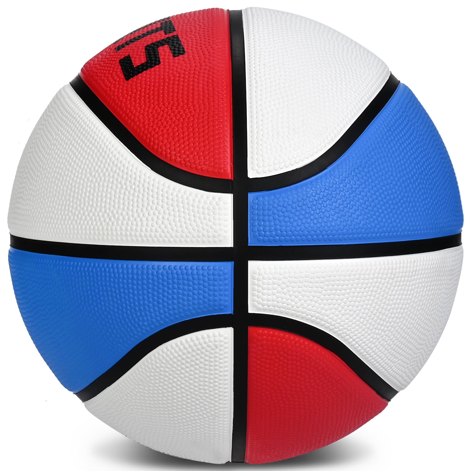 KUYOTQ basketball shows red, white, blue color scheme and logo