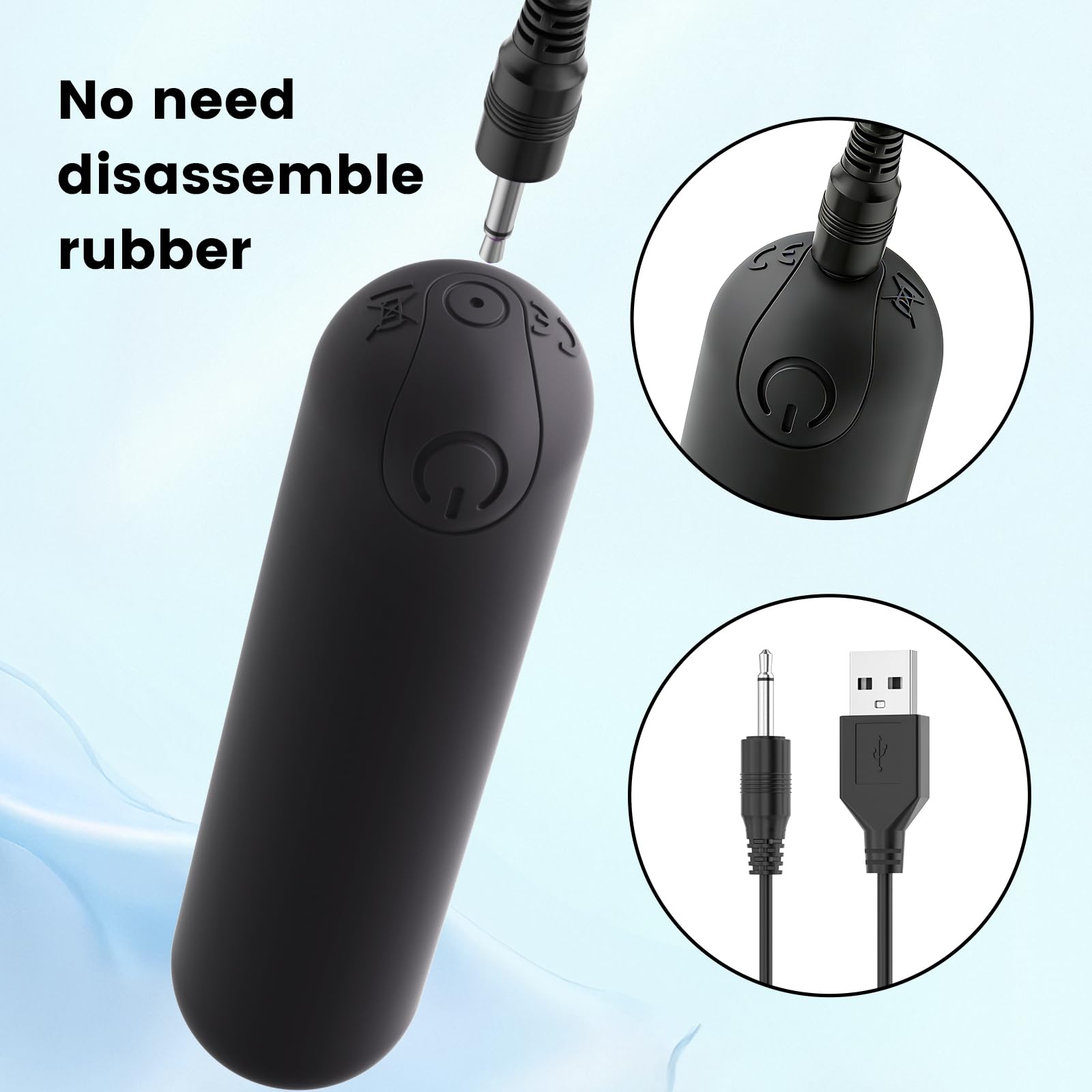 Kverg massager charging hole shown with direct charging capability