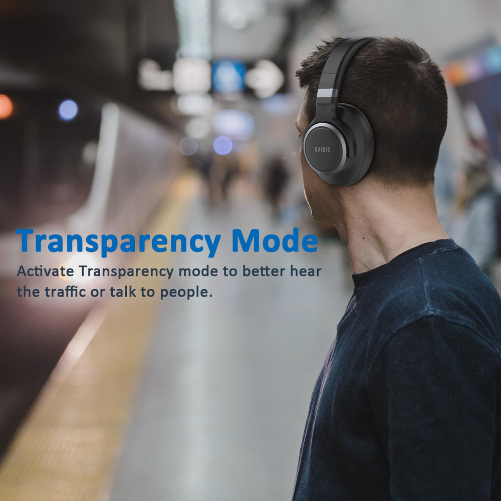 KVIDIO headphones controls highlight easy access to playback and ANC adjustments