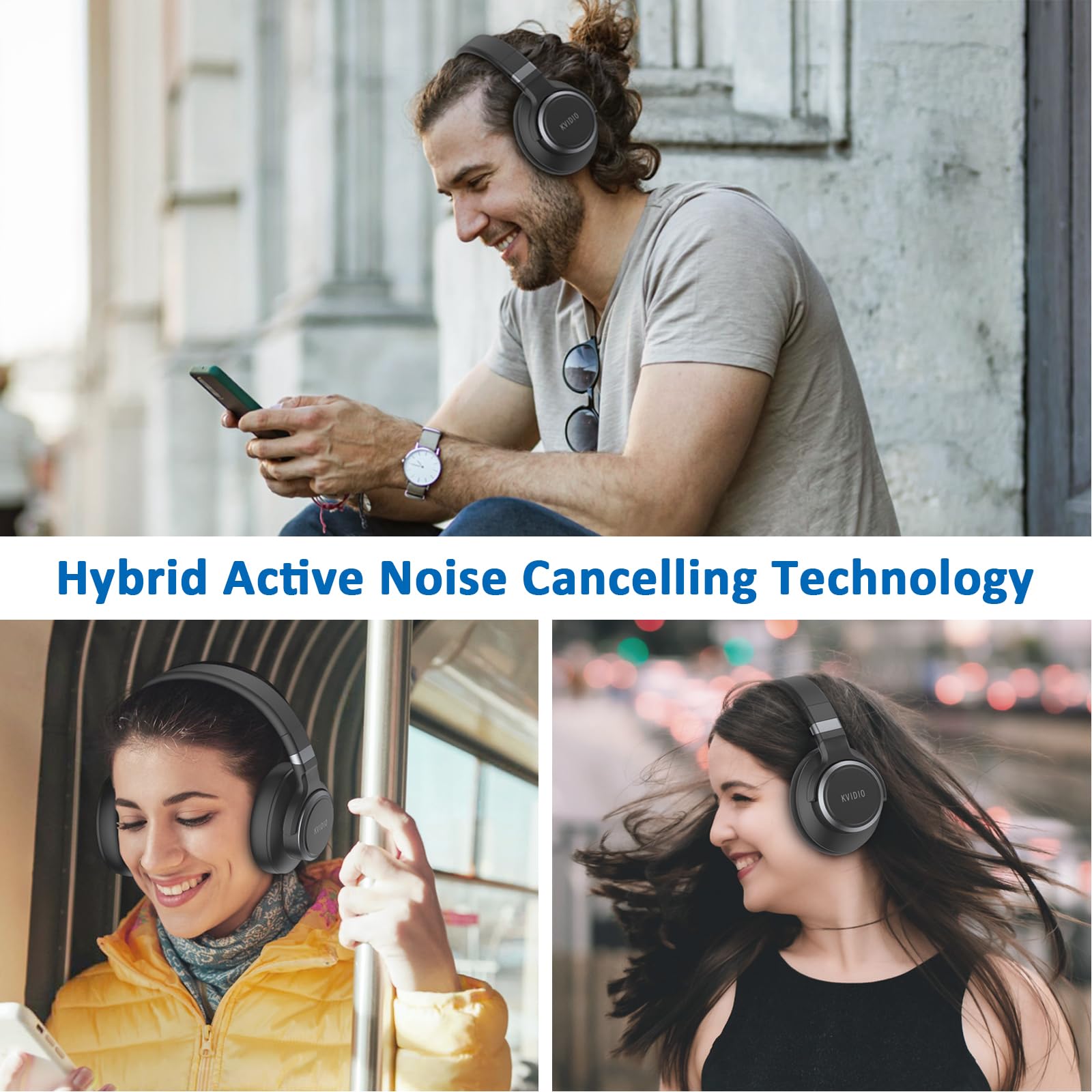 KVIDIO headphones microphone image emphasizes clear calls and conferencing