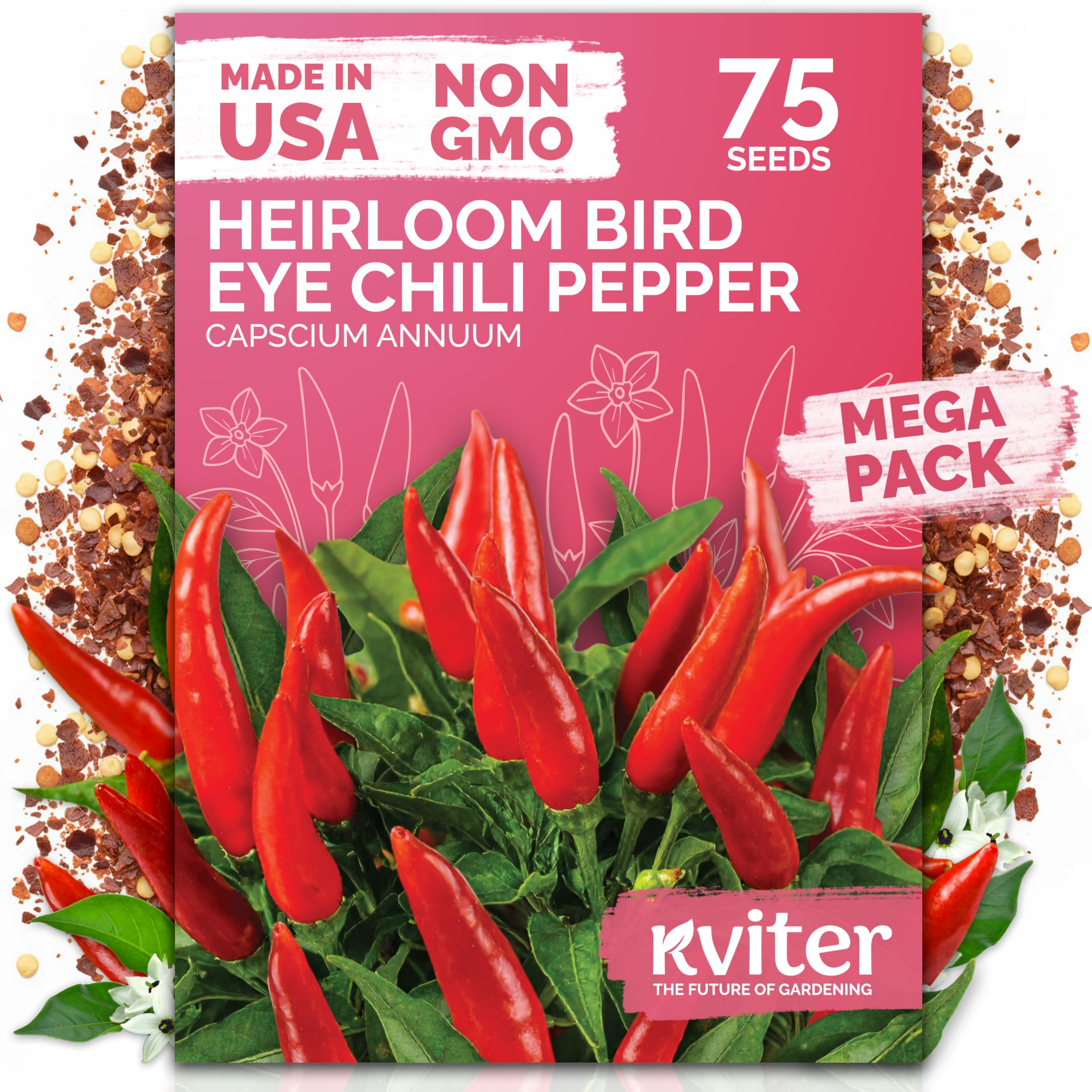 KVITER 75 birds eye chili seeds packet ready for home planting and quick germination.
