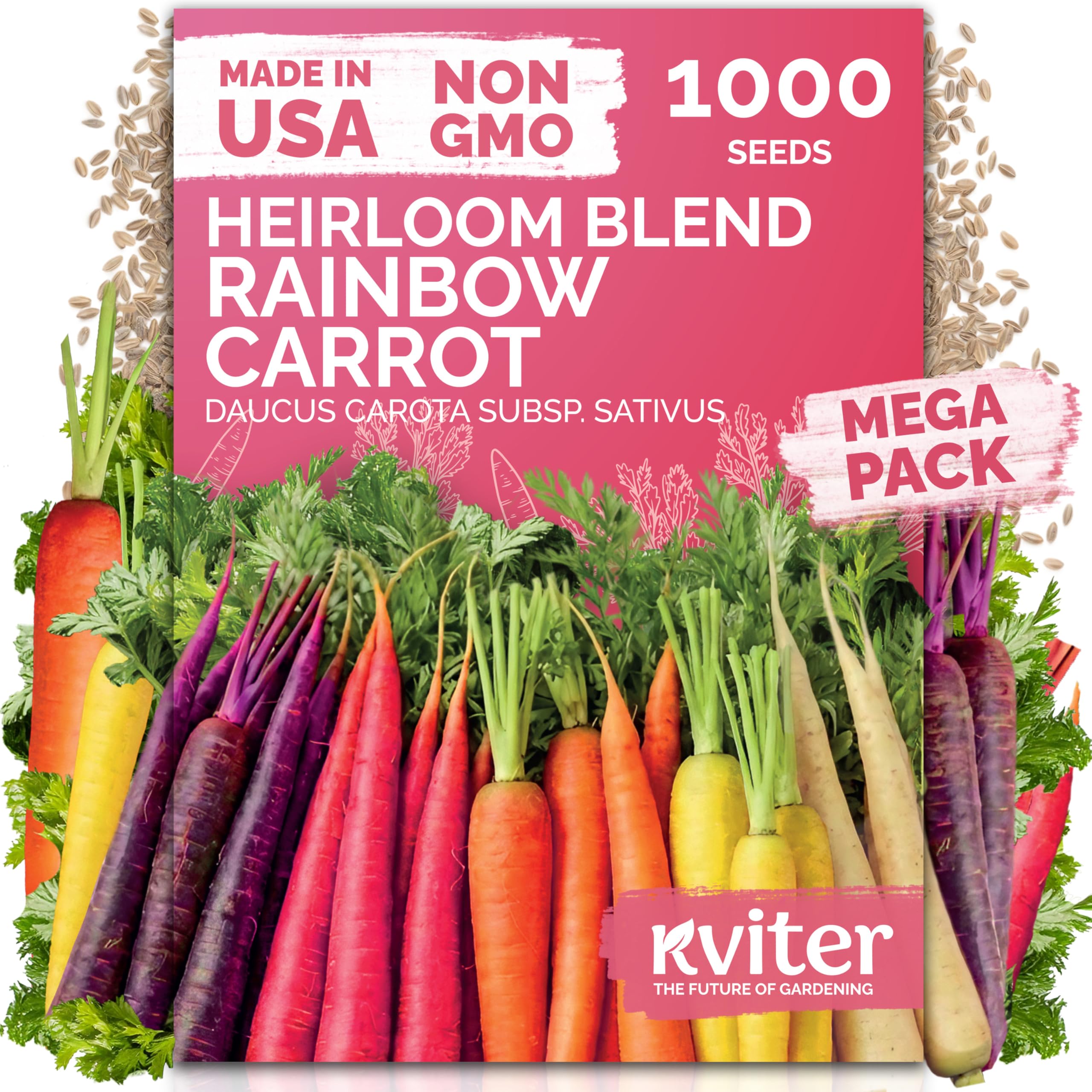 KVITER rainbow carrot seeds pack ready for home garden growth and vibrant harvests