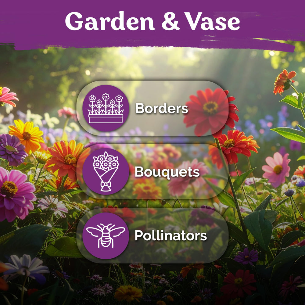 KVITER zinnia seeds grow easy-care tall stems in sun.