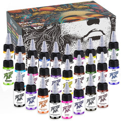 KVM Tattoo Ink 28-color collection offers vibrant palettes for versatile designs.