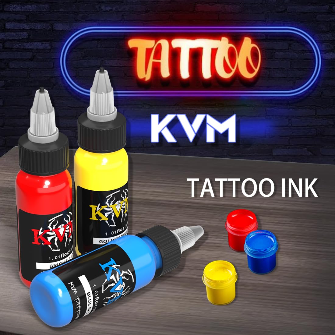KVM Tattoo Ink Set color swatches display broad palette for shading