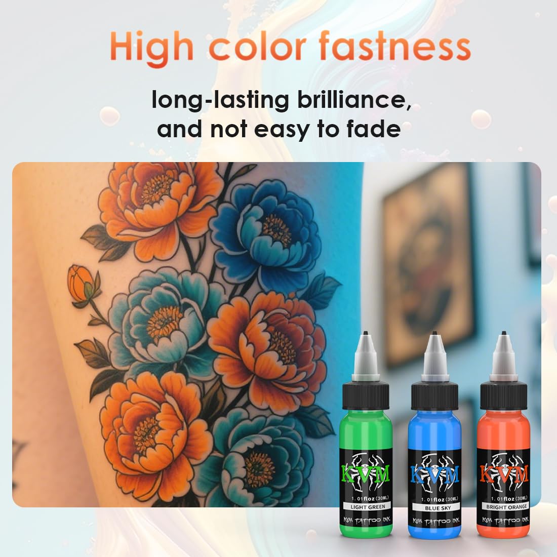 KVM Tattoo Ink Set outlining detail highlights crisp lines