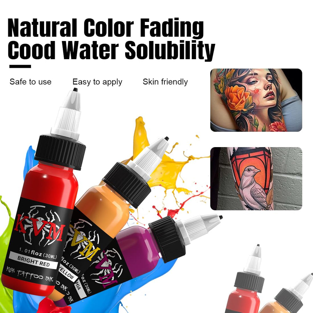 KVM Tattoo Ink Set skin test arm shows safe application on skin tones