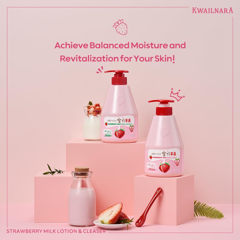Kwailnara Strawberry Milk Lotion pump for easy, mess-free application and quick absorption