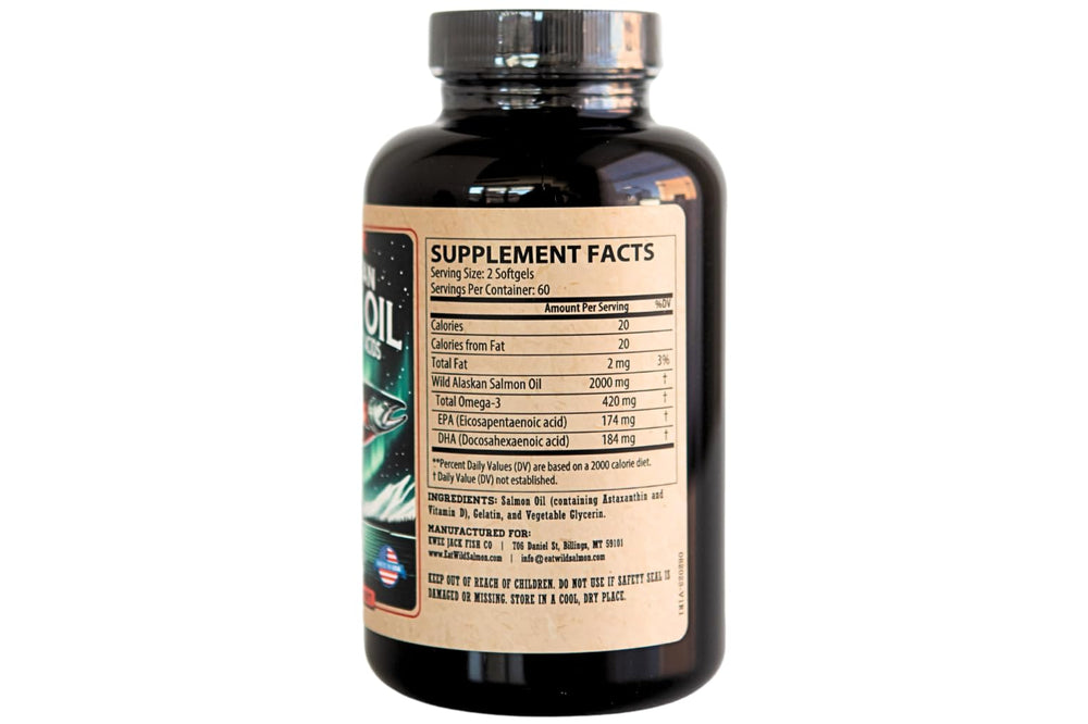 Kwee-Jack Fish Co. Salmon Oil pour image illustrating easy dosing.