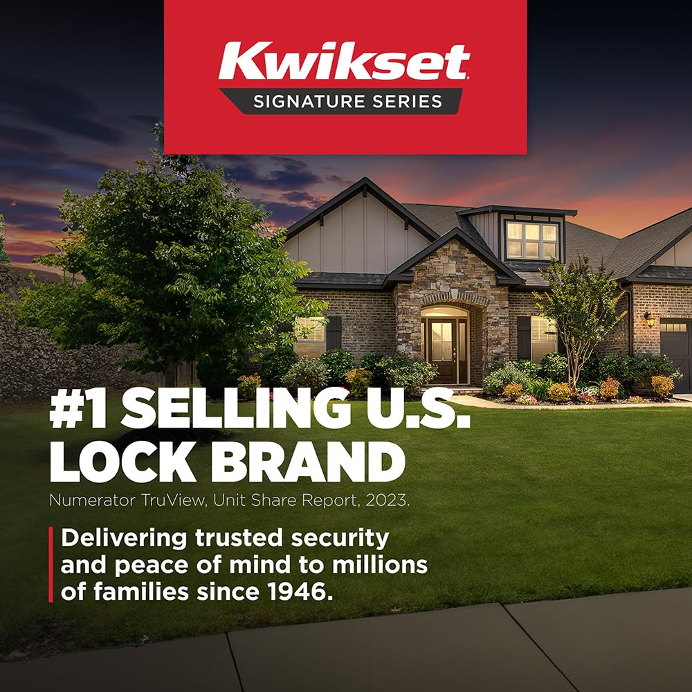 Kwikset San Clemente contemporary design enhances entryway style.