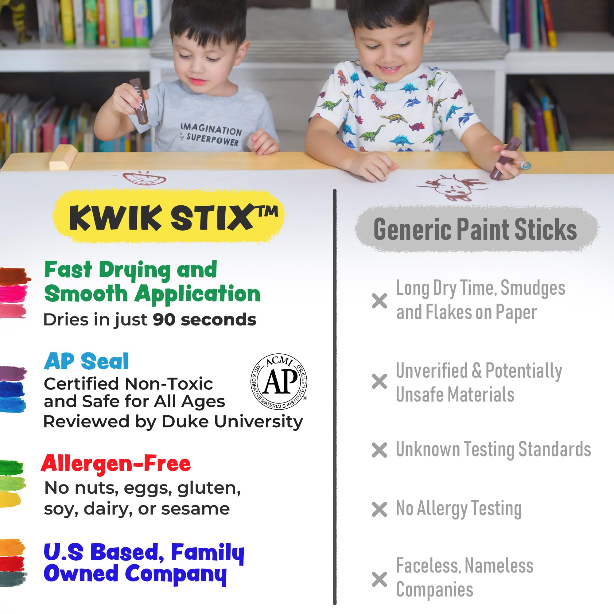 Kwik Stix metallic colors add shimmer to cardboard crafts.