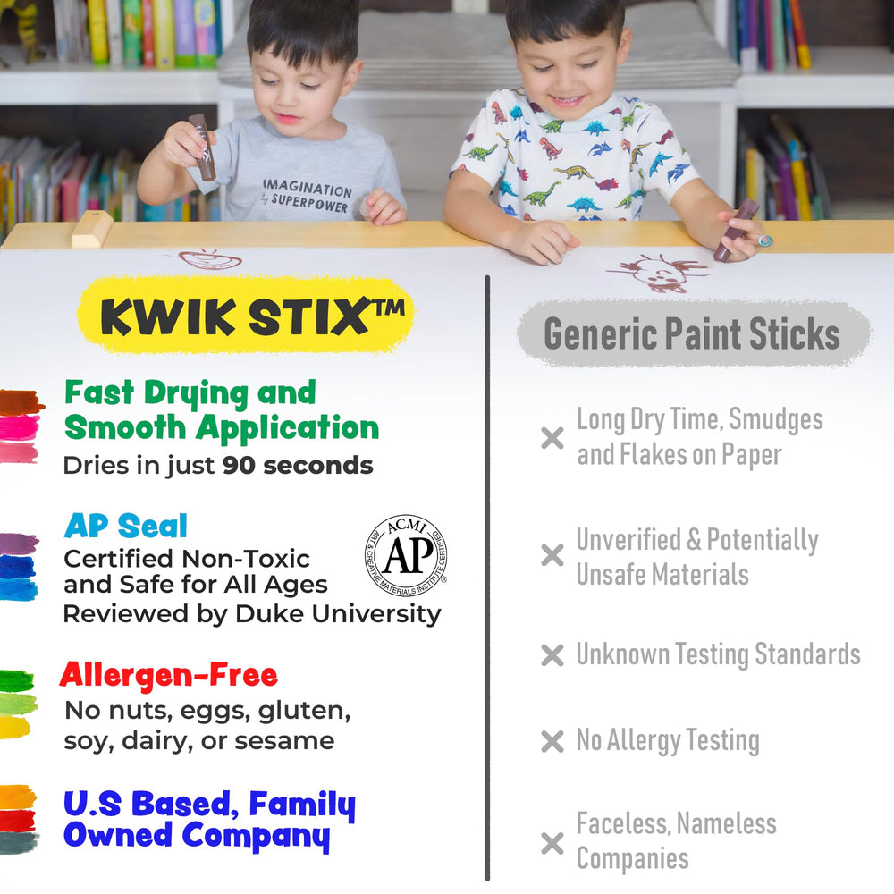 Kwik Stix metallic colors add shimmer to cardboard crafts.