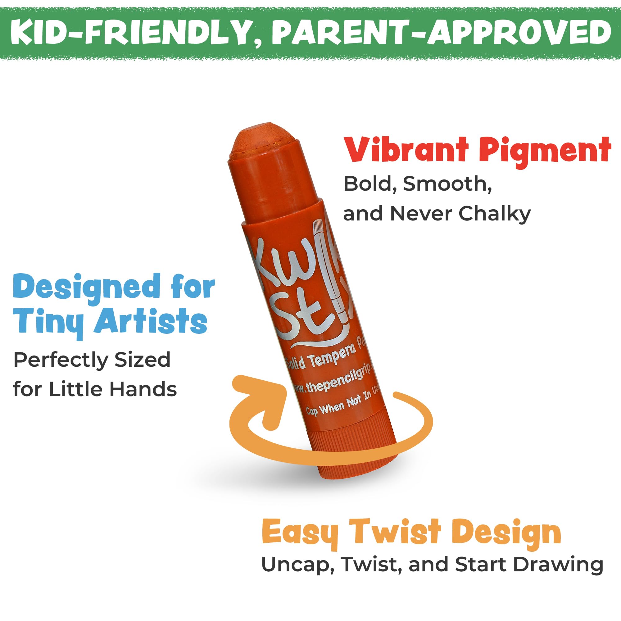 Kwik Stix non-toxic, allergen-free and AP Seal certified for safe use.