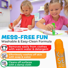 Kwik Stix twist-up mechanism simplifies painting for kids.