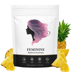 KXVUDE Feminine Balance Gummies bottle with pineapple flavor supports daily balance.