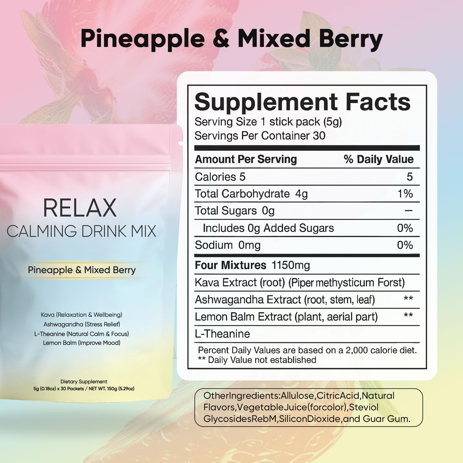 KXVUDE Relax sachet close up highlighting flavors and convenience