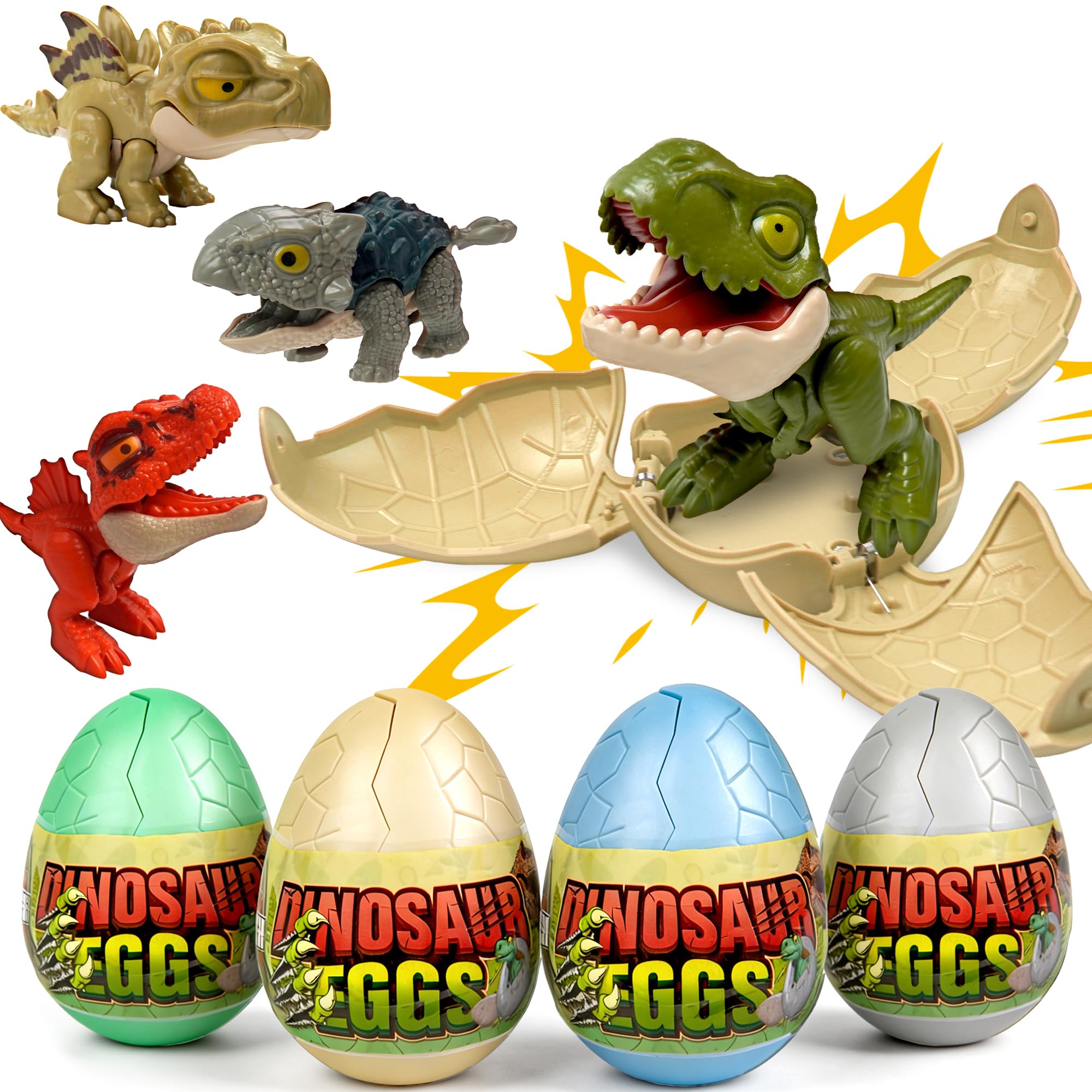 Kyerivs dinosaur egg hatching reveals a collectible figure, perfect for Easter play.