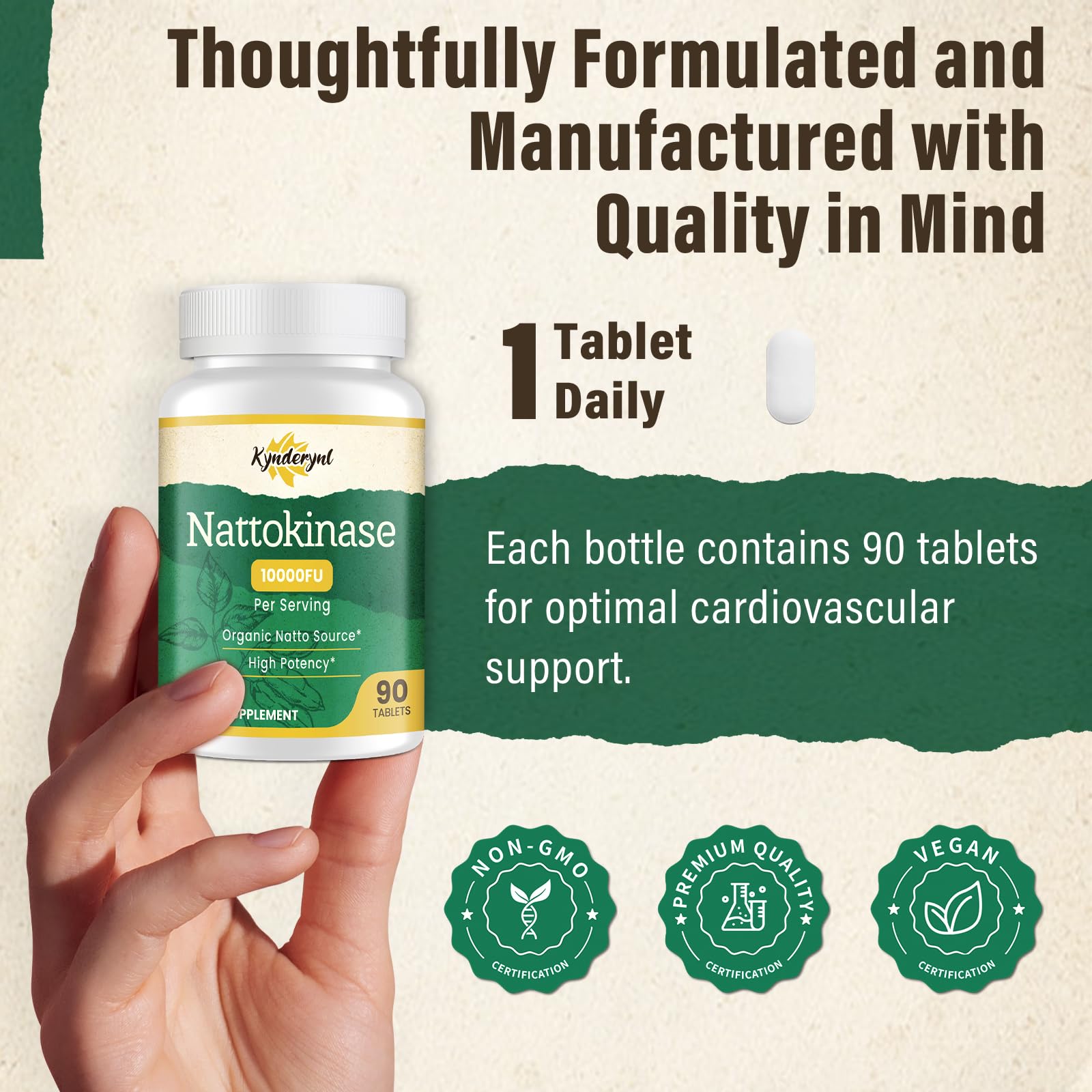 Kynderynl enteric-coated tablet showcases digestion-friendly release design.
