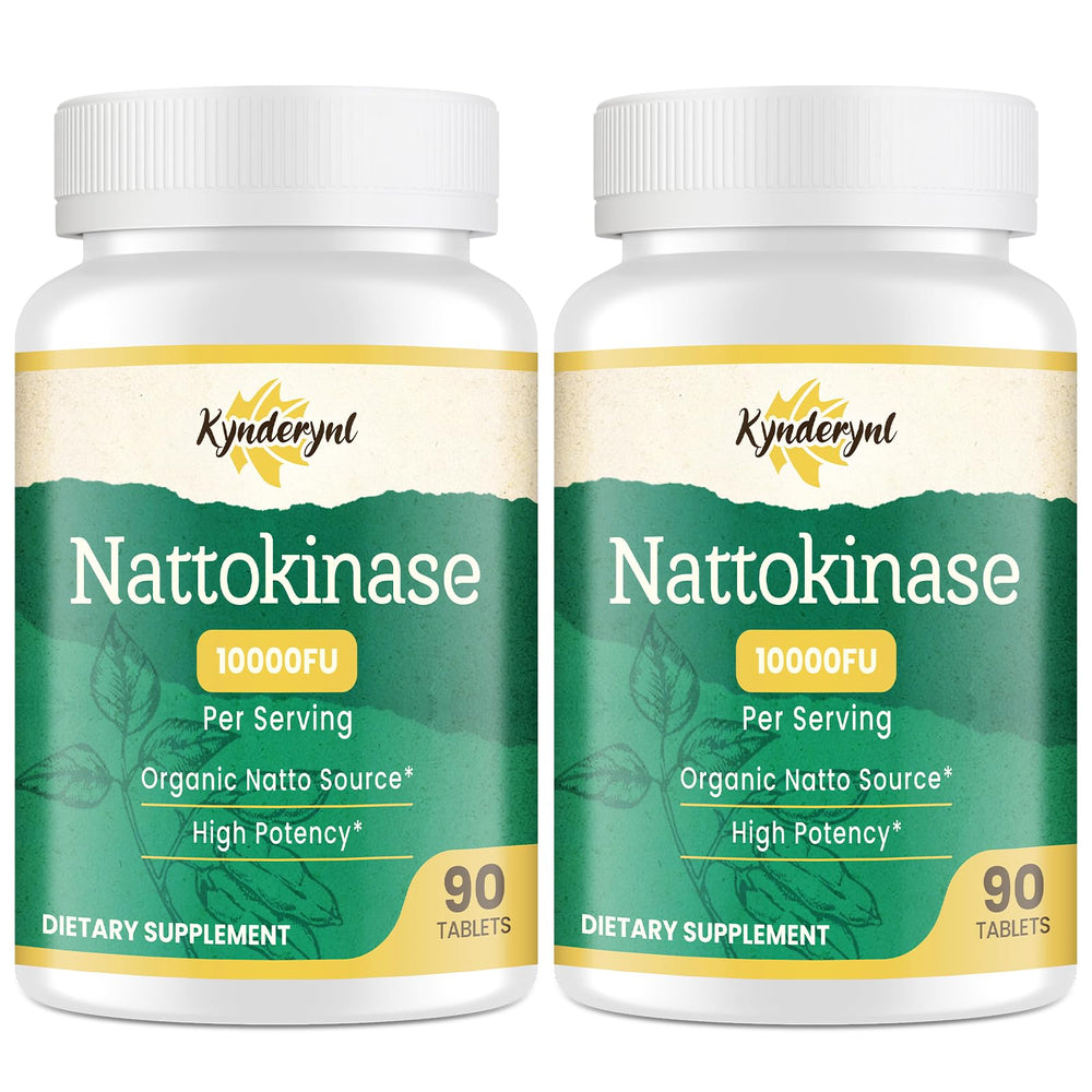 Kynderynl Nattokinase bottle-front highlighting 10000FU potency for circulatory support.