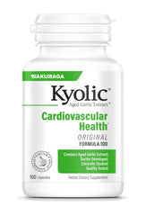 Kyolic Formula 100 bottle front with aged garlic extract for circulation support