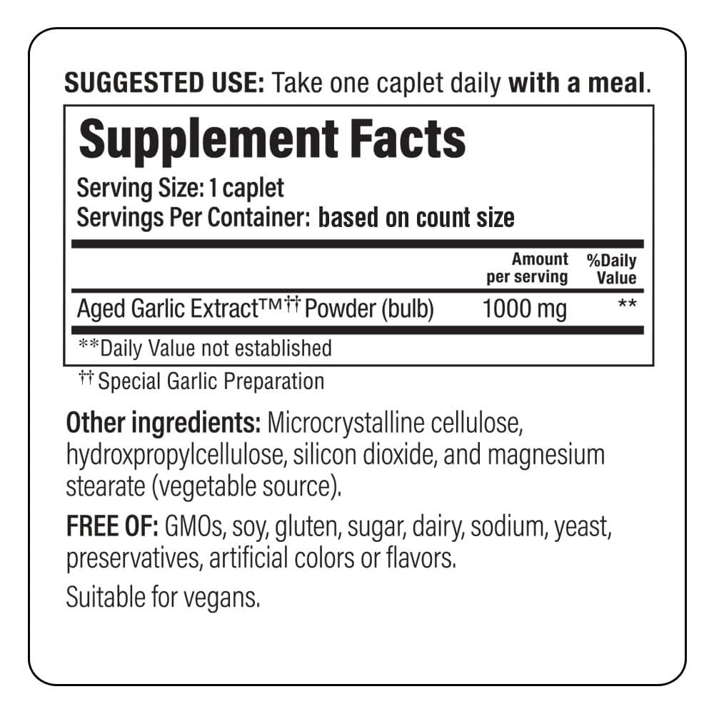 Kyolic label detail emphasizes organically grown garlic and non-GMO ingredients.