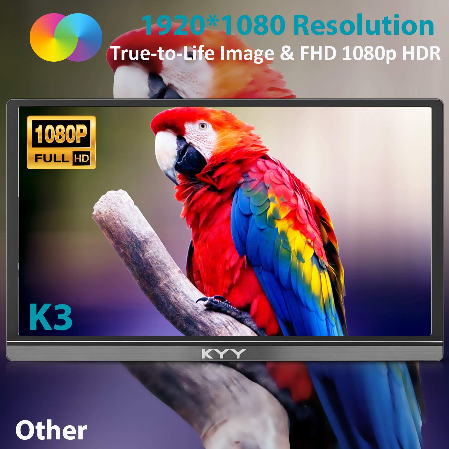 KYY portable monitor's ultra-slim 0.3-inch profile for easy transport.