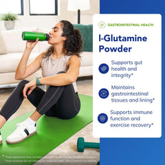 Glutamine powder dissolving in water shows a pure formula.
