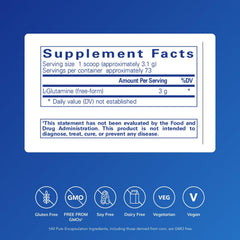 L-Glutamine powder pouring into a shaker for post-workout recovery.