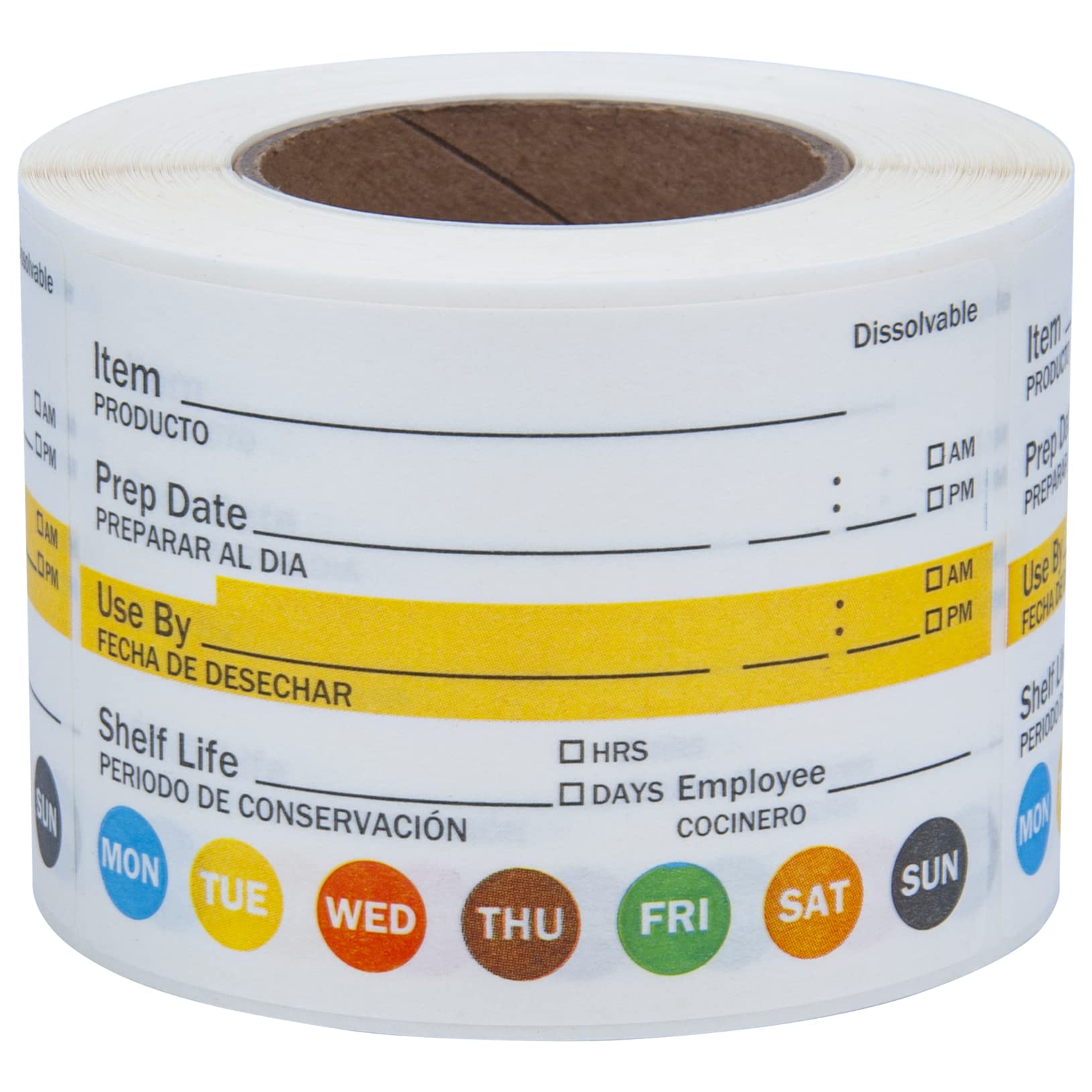 L LIKED dissolvable label roll for residue-free prep date tracking.