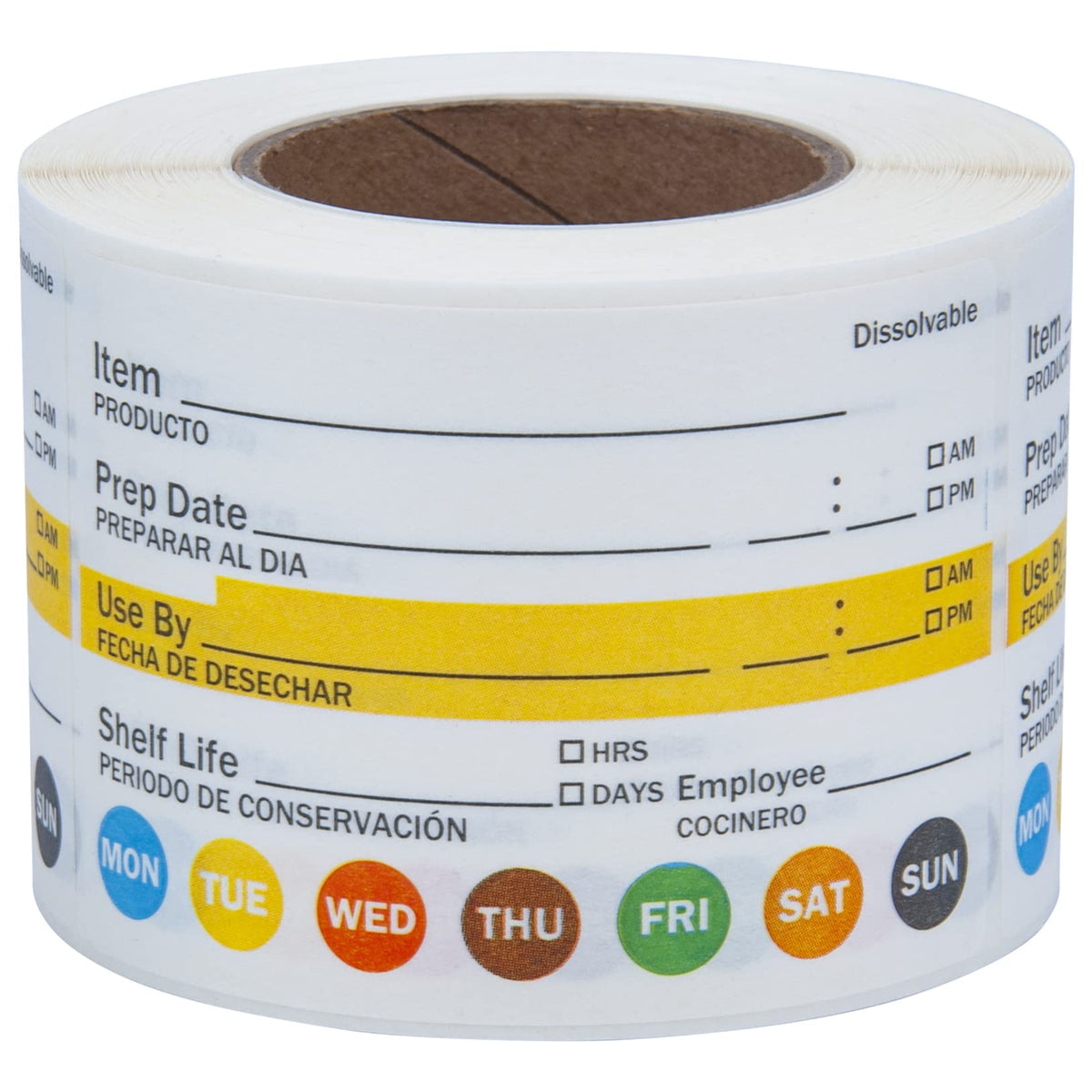L LIKED dissolvable label roll for residue-free prep date tracking.